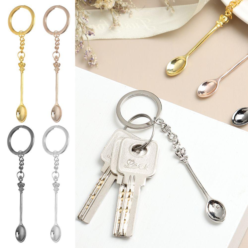Glitter for Filling Vials with Salts Mini Crown Necklace Key Ring Spoon Keychain Teaspoon Pendant