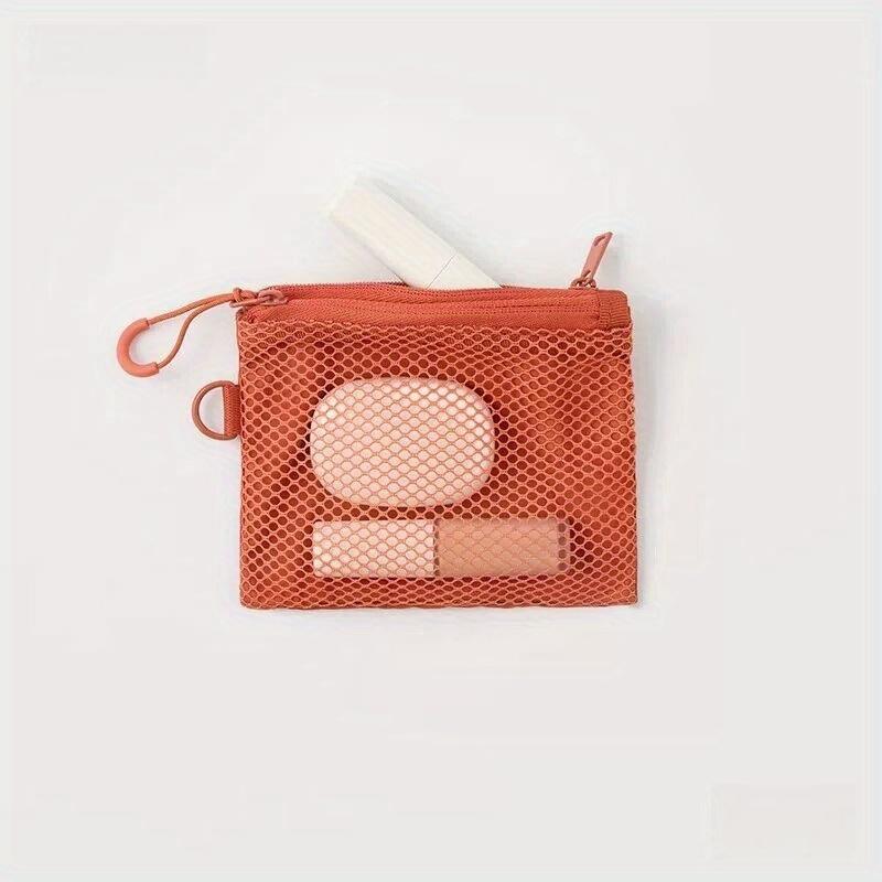 1Pc Double Layer Mesh Polyester Fiber Double Zipper Storage Bag for Outdoor Travel Home Storage