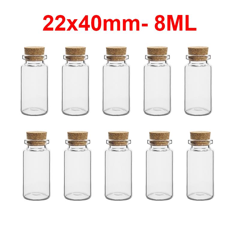 1/5/7/8/10/12/15/20ml Mini Clear Glass Bottles with Cork Stoppers Message Wishing Drifting Bottle Empty Spice Bottle Jars Gifts