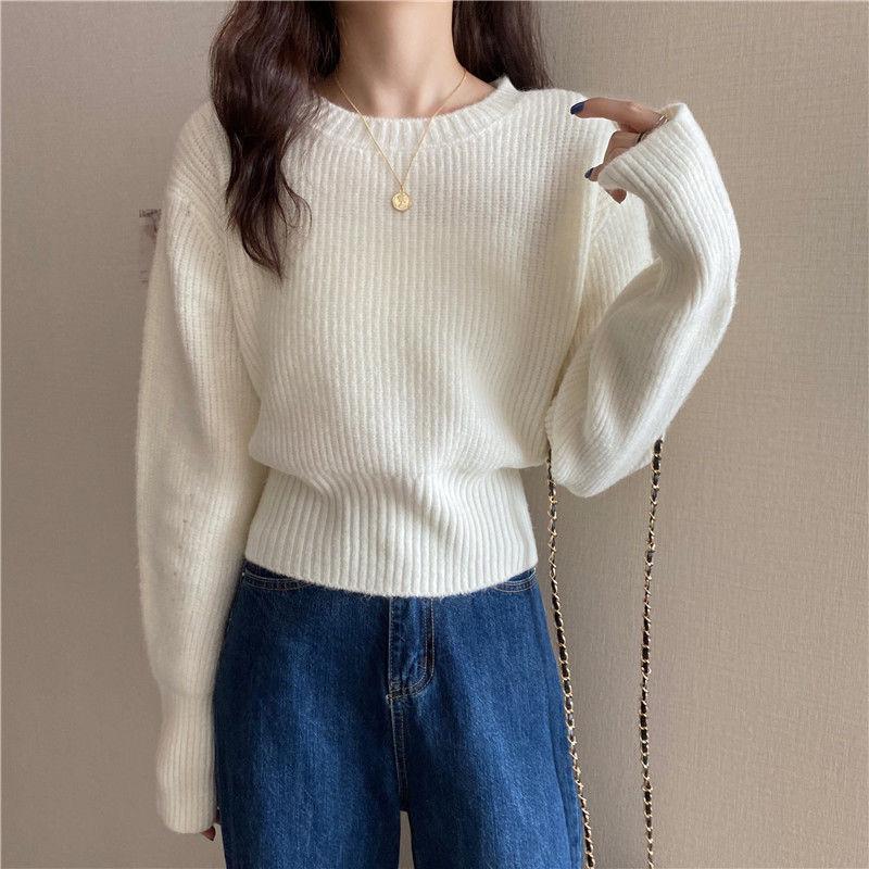 Women's Sweater Spring and Autumn Loose Outer Knitted Sweater Lazy Style Pullover Long Sleeved Knitted Sweater Top