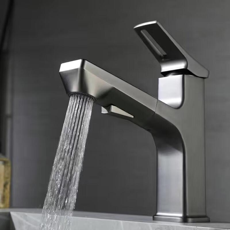 OEING Square Pull-Out Brass Kitchen Faucet