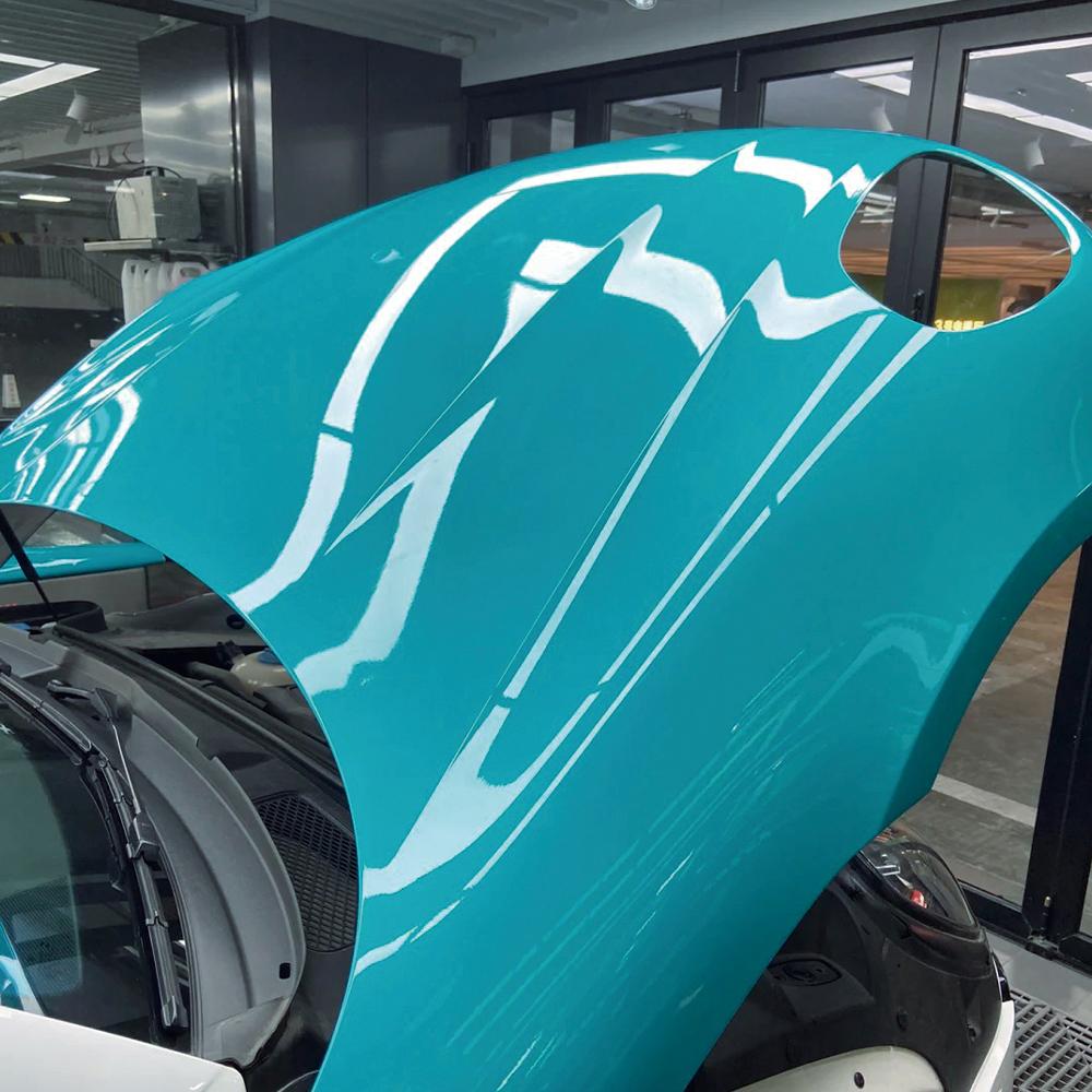 PET Ultra Gloss Miami Blue Car Vinyl Wrap Roll Film Vehicle Body Self Adhesive Decal Car DIY Decoration Accessories Air Release