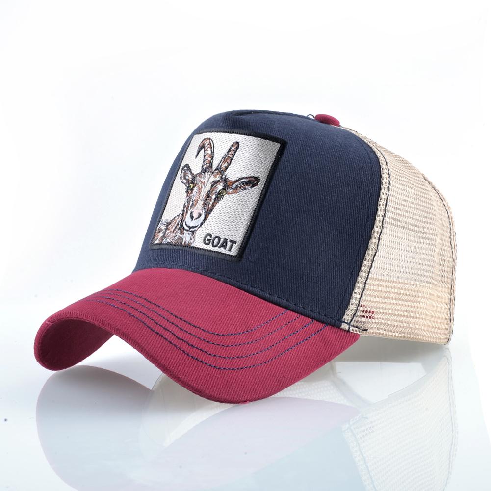 Modische Trucker Caps mit Stickerei Ziegen-Patch Vier Jahreszeiten Snapback Baseballkappe für Männer Frauen Verstellbarer Schirmhut