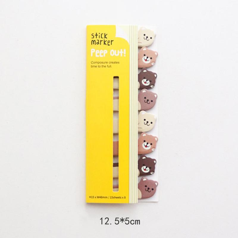 1 Piece Kawaii Stationery Cartoon Animals Marker Memo Pad Bookmark Flags Index Tab Sticky Notes Label Paper Stickers