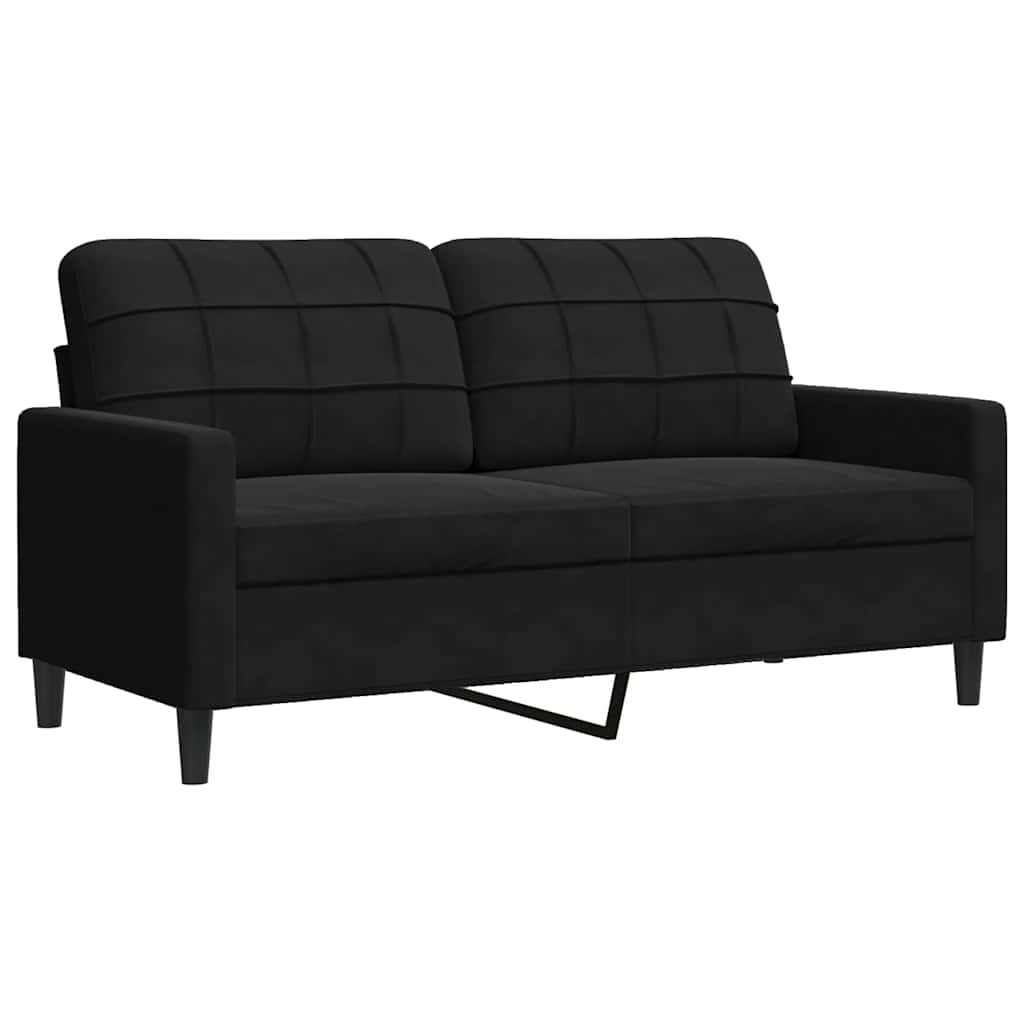 3 Piece Sofa Set with Cushions Black Velvet
