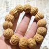 Men's High-Quality Dragon & Brain-Pattern Peach Pit Bracelet with Wenge Beads