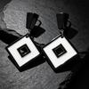Vintage Black Series Stud Earrings 925 Silver Needle Minimalist High-End Personality Accessories for Women