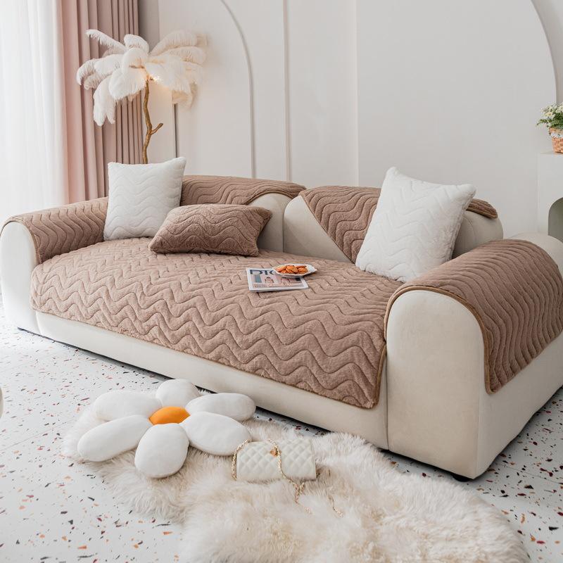 Winter Thickened Non-Slip Cushion Simple Modern Sofa Cover Cover Cloth Plush Super Soft Wavy Sofa Cushion