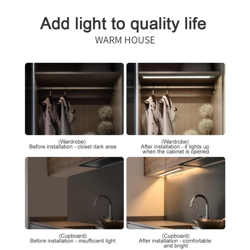 LED Night Light 20/40CM Motion Sensor Wireless USB Cabinet Night Light Wardrobe Lamp For Kitchen Cabinet Bedroom Wardrobe