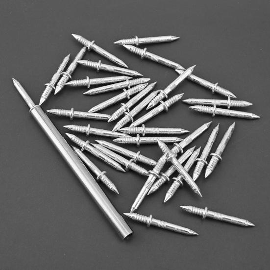 50/100Pcs Double-Headed Seamless Nails with Sleeve Tool Non Marking Baseboards Skirting Thread Double-sided Invisible Screws