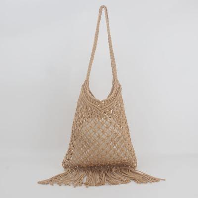 Bolsa de ombro de praia feminina com borlas trançadas