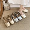 French retro Mary Jane shoes new autumn light mouth silver small leather shoes Doudou shoes single shoes