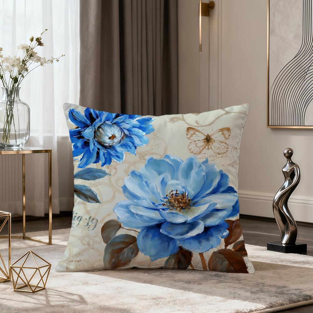 Retro Color Exquisite Flower ART Fashion Vintage Soft Comfort Pillowcase Sofa Nap Living Room Party Home Pet Decor Pillowcover
