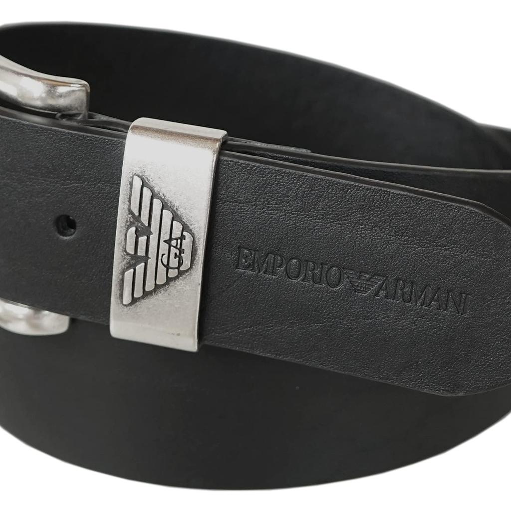 Emporio Armani Black Y4S201 YDD6G 80001 95 Men's Belt, 3.8cm Wide, [Used]