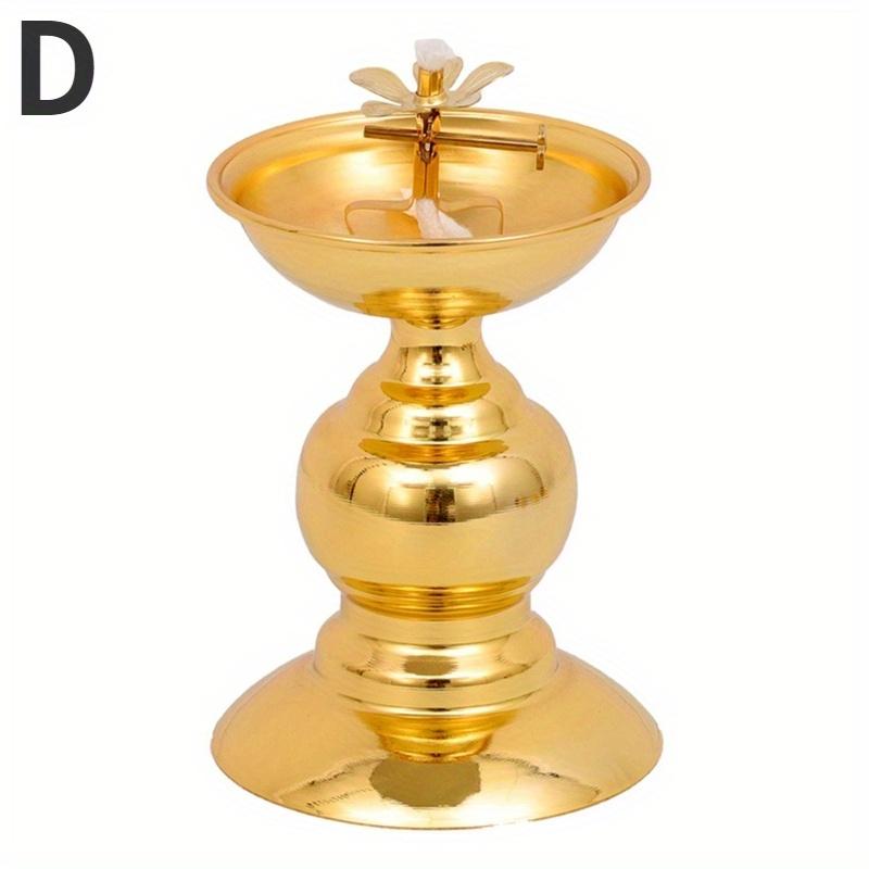 Ghee Lamp Holder Oil Lamp Dish Dimmable Buddhist Alloy Butter Lamp Holder for Living Room Home Desktop Decoration Ornament