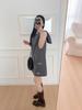 Women's Wool Blend Sleeveless Vest Dress with Firework Embroidery A-line Skirt - Spring Style S1QZ010