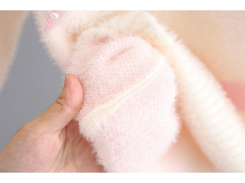 Girls' Mink Velvet Knitted Pullover Sweater - Thickened and Fashionable for Autumn/Winter