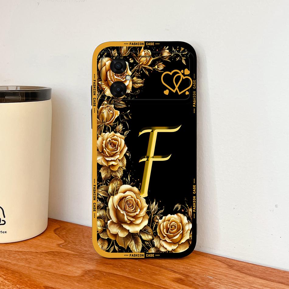Case For Xiaomi Poco M4 M3 Pro Luxury Rose Letters Soft Smooth Liquid Silicone Housing For Poco M 4 M 3 Lightweight Phone Cover