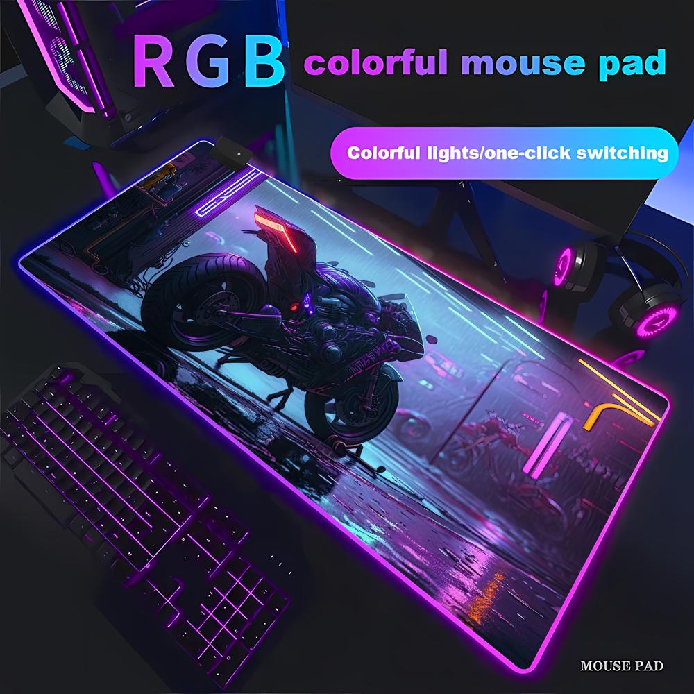 

Cool Motorcycle XXL RGB Gaming Mouse Pad Desk Mat HD Gamer Accessories Large LED Light PC Computer Carpet with Backlit HYBXAXC RGB600x300x3mm