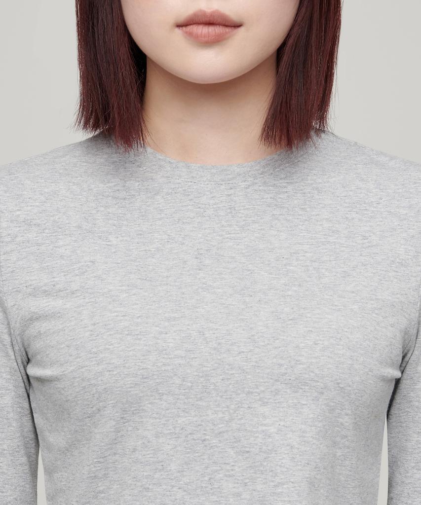 MUSINSA STANDARD WOMAN Women'S Slim Crop Crew Neck Long Sleeve T-Shirt [Medium Grey]