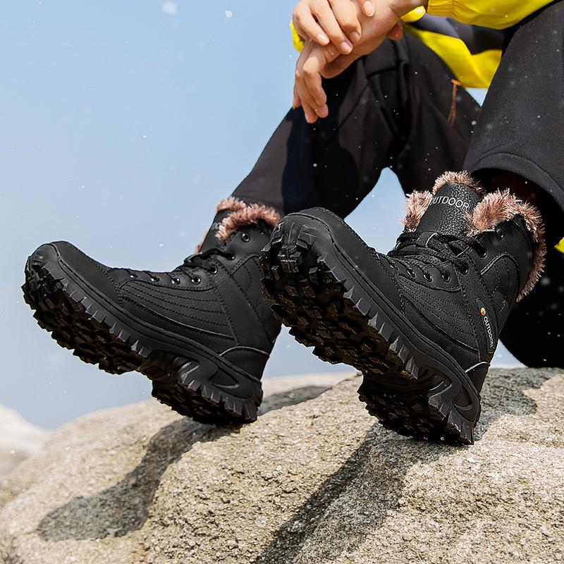 Winter Mens Boots Outdoor Non Slip Hiking Boots Lace Up Platform Boots Winter Super Warm Snow Boot Winter Sneakers for Men Botas