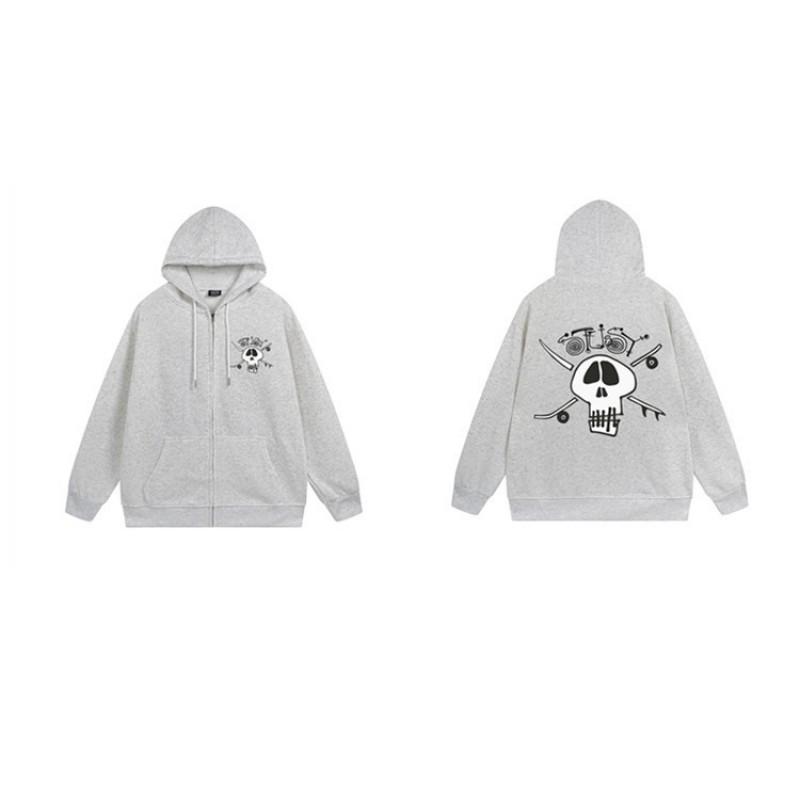 Mens Hooded Zip-Up Fleece-Lined Sweatshirt With Letter Print Casual Oversized Pullover Winter Jacket