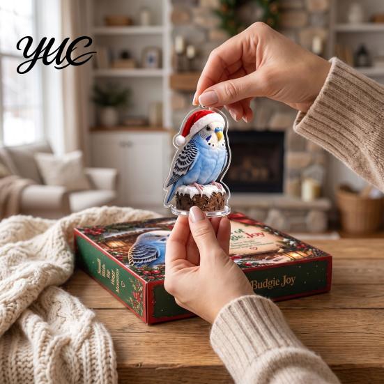 Adventní kalendář pro milovníky ptáků 24denní Vánoce 2026 s 24 mini ozdobami budgie ze stavebnic, Sváteční dekorace na stůl do domácnosti Sběratelská roztomilá figurka