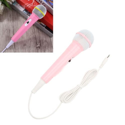 Karaoke Microphone, Wired Microphone, Dynamic Vocal Microphone, Cute for Kids, Perfect for Karaoke, Parties, and Performances, Clear (Pink)