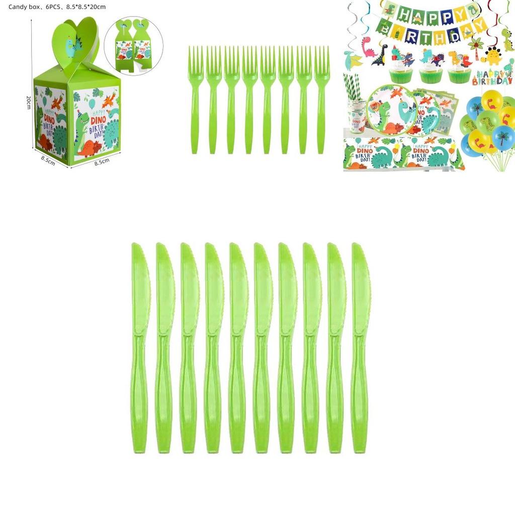 Colorful Cartoon Dinosaur Party Birthday Supplies Tableware Plates Cups Banner Set