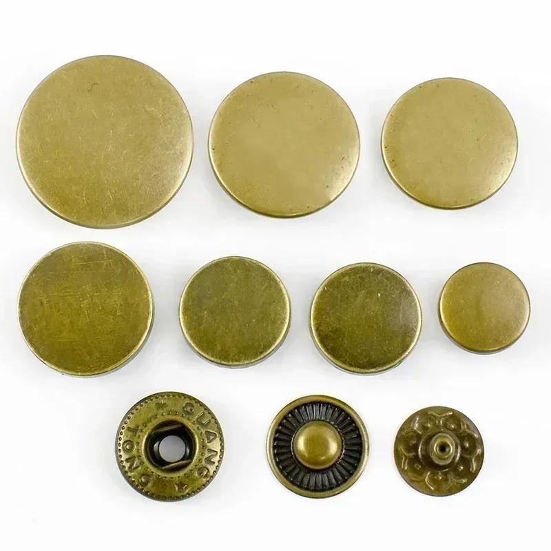 10Sets Meetee Metal Snap Buttons for Bag Coat 10-25mm Fasteners Press Button Clothes Decor Golden Buckles DIY Sewing Accessories