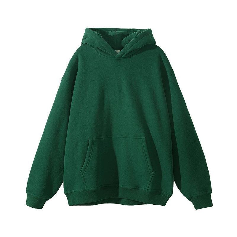 Men'S Fleece Hooded Sweater Men'S Heavy And Thickened American Loose Coat Solid Color Hooded Sweater Men