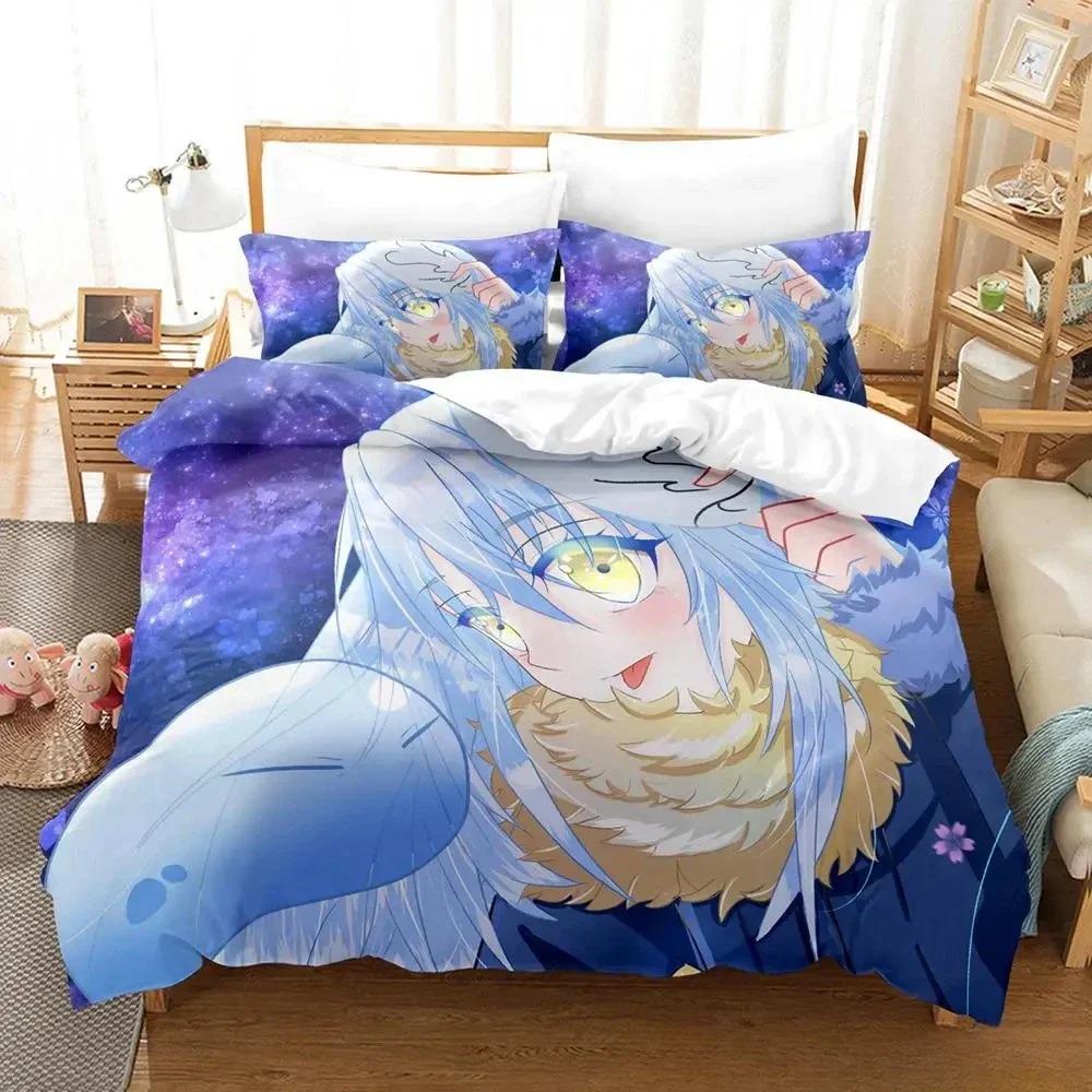 Kawaii Rimuru Tempest Bedding Set Single Twin Full Queen King Size Bed Set Adult Kid Bedroom Duvet Cover Sets 3D Print Anime Tool