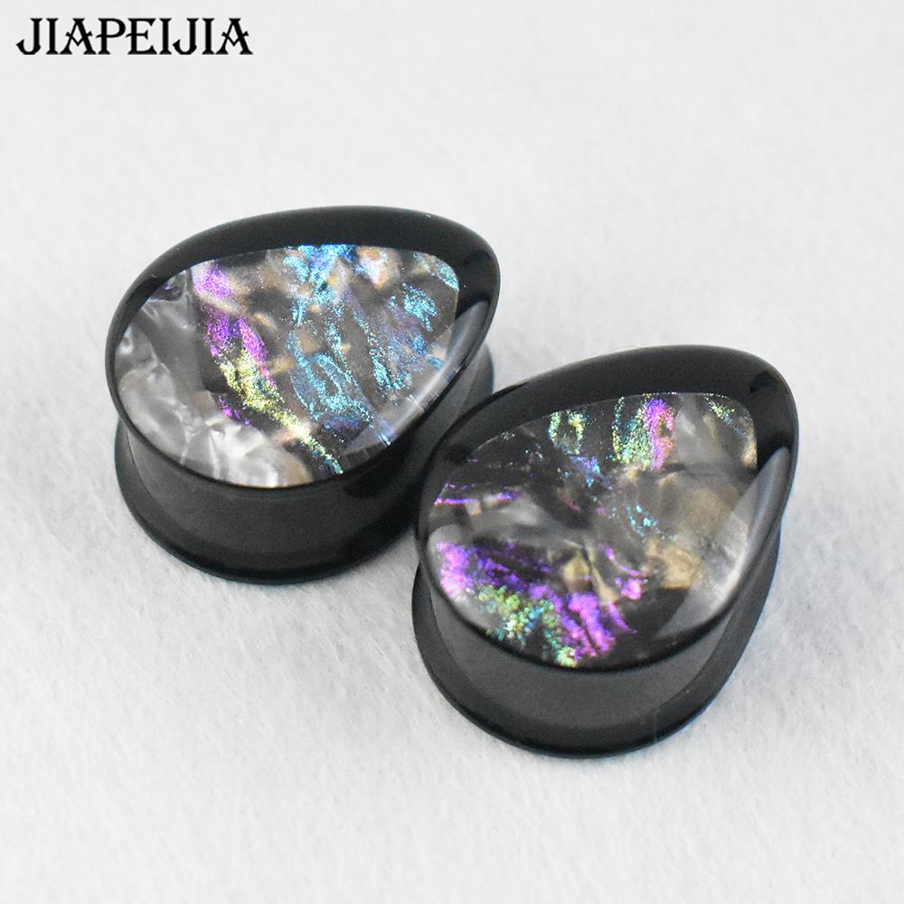A Pair of 8-50mm Shiny Water Droplet Shaped Ear Gauges Tunnel Plugs Made of Acrylic, Body Piercing Jewelry