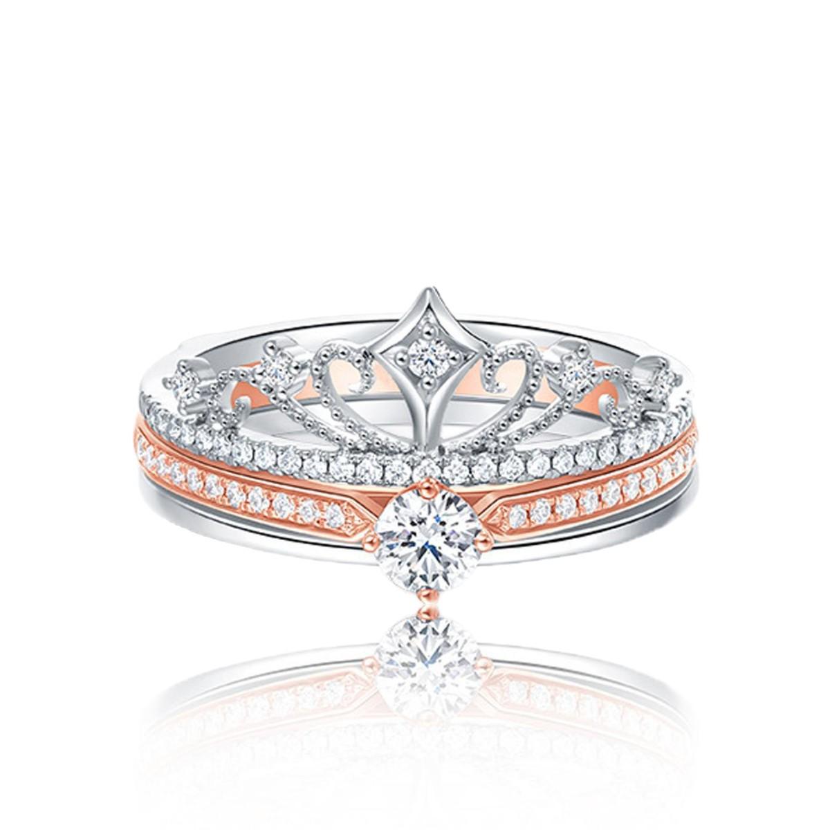 Two-Tone Rose Gold Crown Ring - Versatile Split Design