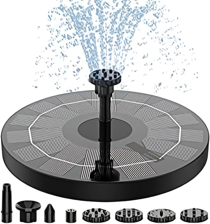3.5W Solar Fountain Pump, Solar Water Pump Floating Fountain Built-in 1500mAh Battery, with 6 Nozzles, for Bird Bath