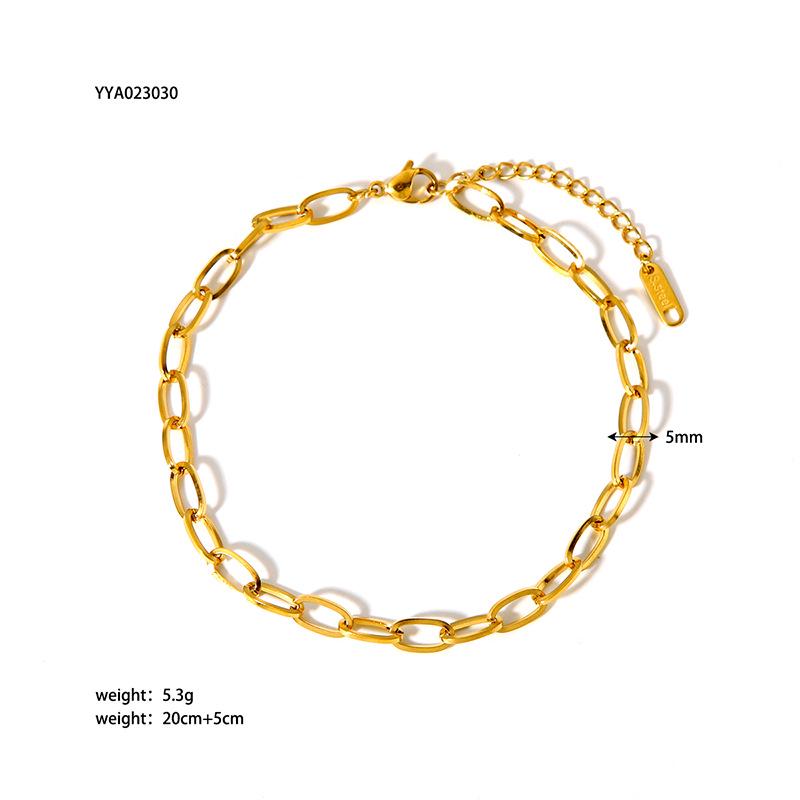 Gold-Plated Stainless Steel Fashion Anklet - Non-Fading Titanium Foot Jewelry