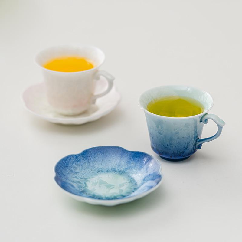 Exquisite Crystalline Glaze Ceramic Mug and Saucer - High-Grade Office Tea and Coffee Cup Gift