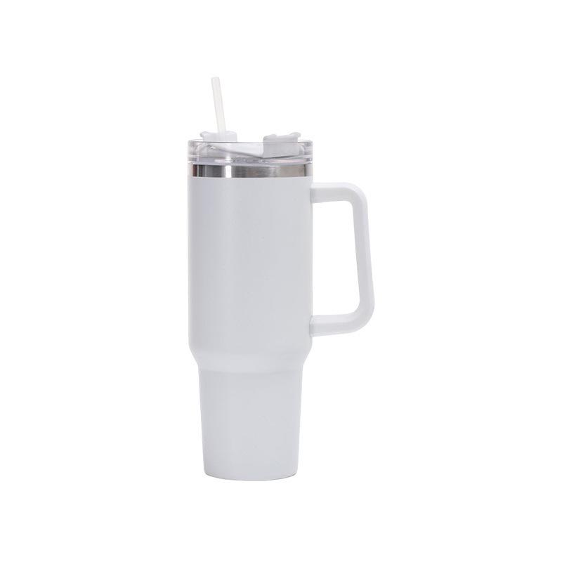 Large Capacity Insulated Stainless Steel Car Cup with Handle and Straw - Double Layer for Cold Retention (Ice Buster)