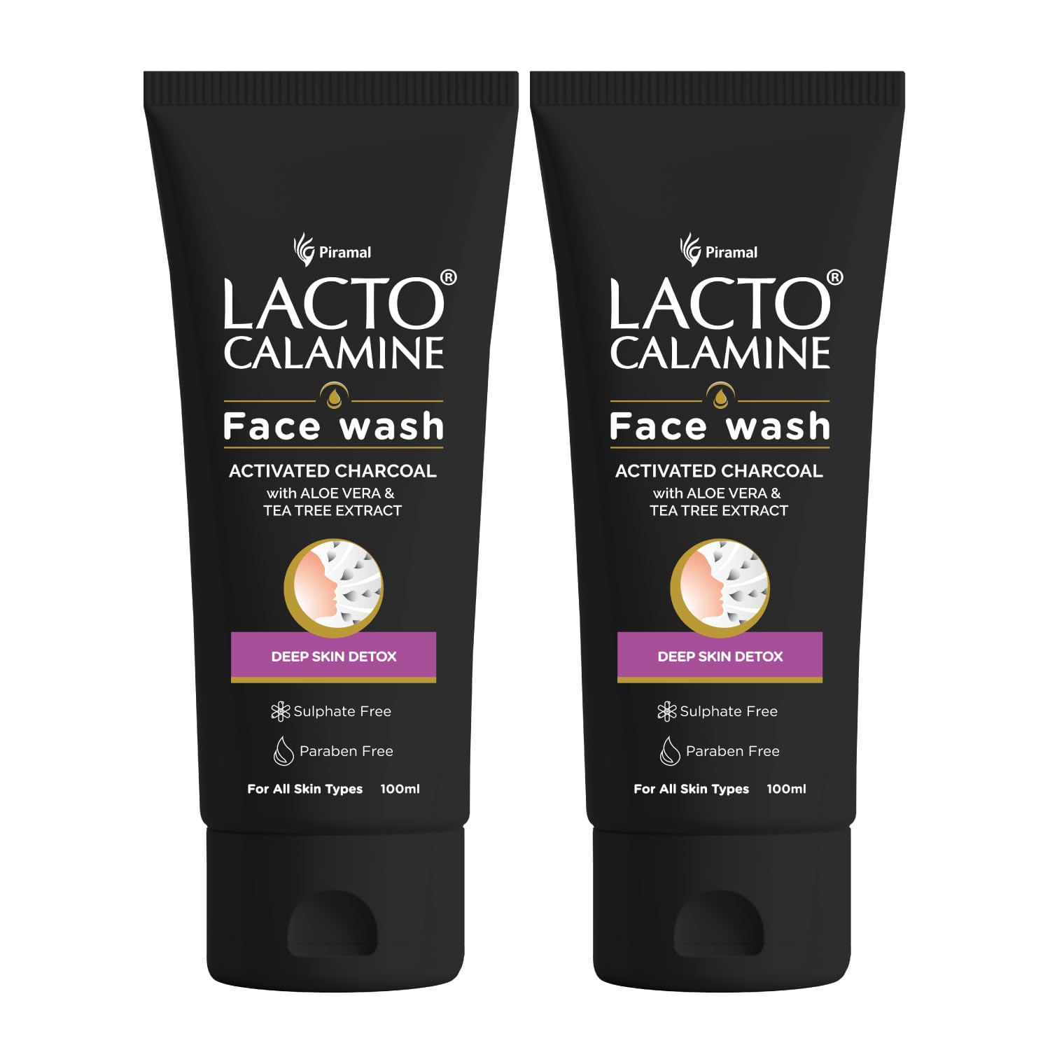 

Lacto Calamine Charcoal Activates Face Wash Aloe Vera Tea Tree Extract Deep Skin Detox 100 ml Pack of 2
