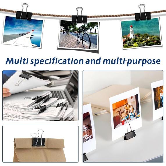 Medium Binder Clips, 72Pack, 1inch, Black Paper Binder Clips, Medium Paper Clips, Office Clips, with Storage Container for Office, Home, School