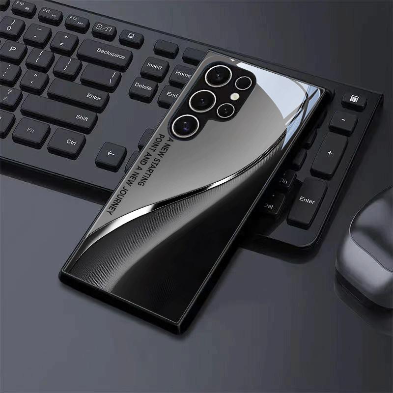 Sleek Black Gray Gradient Wave Glass Fashion Phone Cases S26 Ultra Case   for Samsung Galaxy S26 S25 S24 S23 S22 FE Ultra Plus