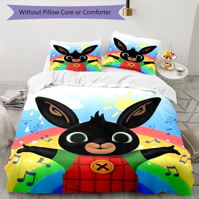 3pcs Bing Pattern Bedding Set Duvet Cover Set Includes Duvet Cover &pillowcases, Perfect All Season Bedroom Decoration & Gift