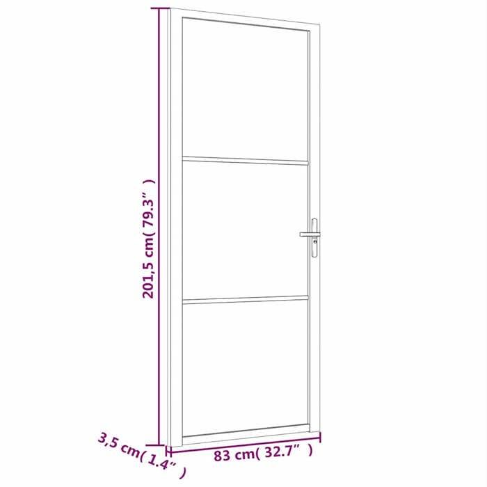VidaXL Interior Door 83x201.5 Cm White ESG Glass and Aluminum 350569
