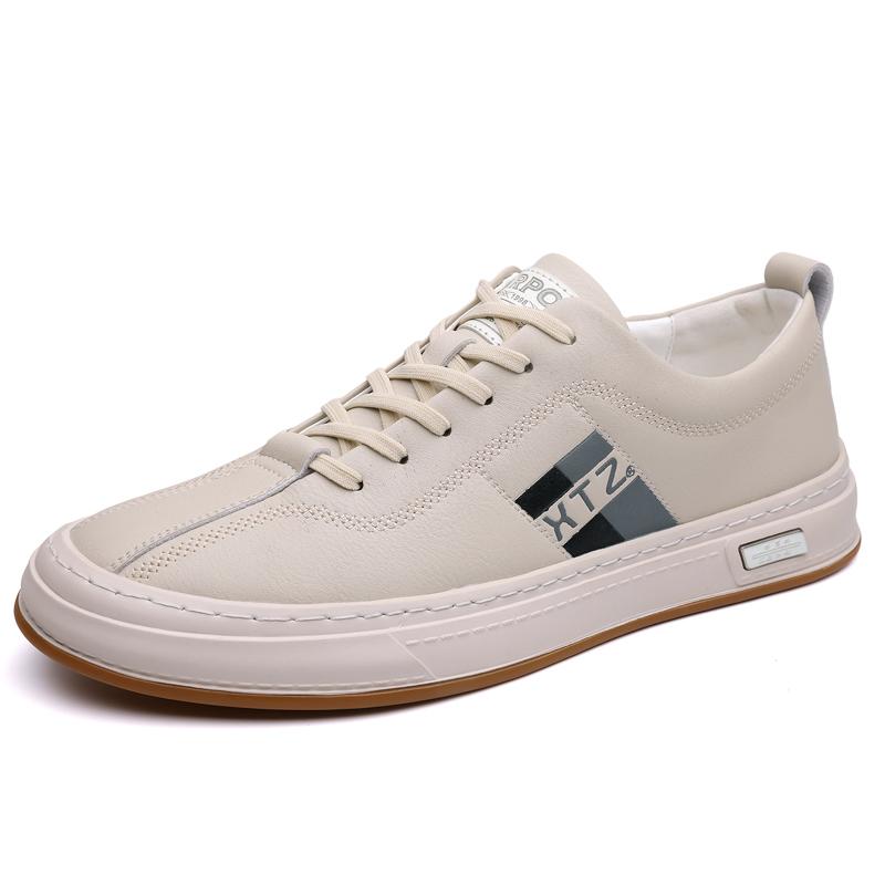 

Fashion New Trend Casual Leather Men Shoes Breathable Leisure Male Sneakers Non-slip Business Footwear Men Oxford Shoes Man Skate Flats 38 бежевый