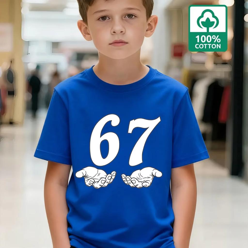 Kids 67 Themed Colorful Print TShirt Soft Cotton Fabric Breathable and Comfortable Ideal for Toddlers and Childrendf0374