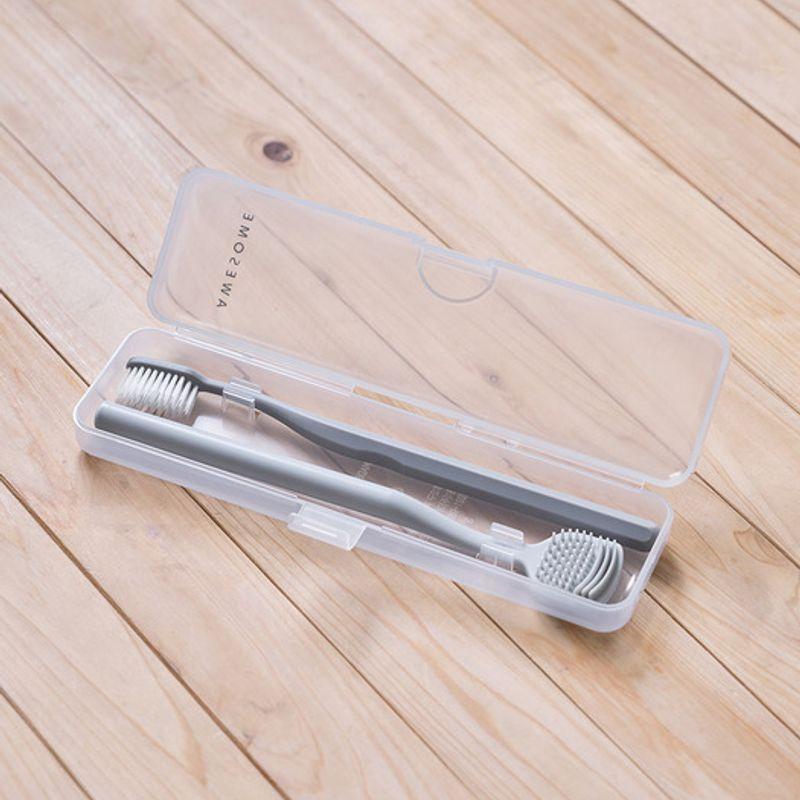 Other Awesome 2-Ball Travel Portable Toothbrush + Tongue Cleaner + Toothbrush Case Set Ocean Blue