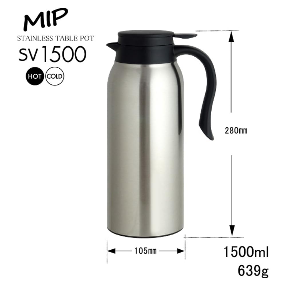 Living MIP Tabletop Pot Insulated and Cold Tabletop Silver 410722, Pot, 1.5L,
