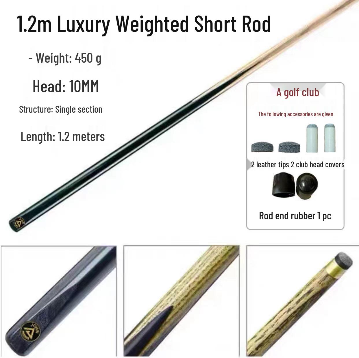 Adult Short Cue: Small Head Pool Cue for Black Eight American & English Pool Tables Heavy Single 1.2m 10mm