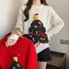 Women's Red Christmas Pullover Sweater - Casual Round Neck Knitwear for Autumn/Winter 2025