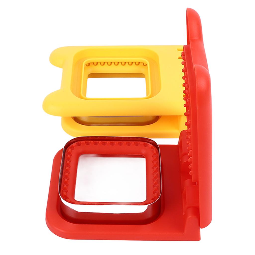 2 Pcs Red and Yellow Square Sandwich Cutter Stainless Steels Sandwich Cutters Set Sandwich Cutting